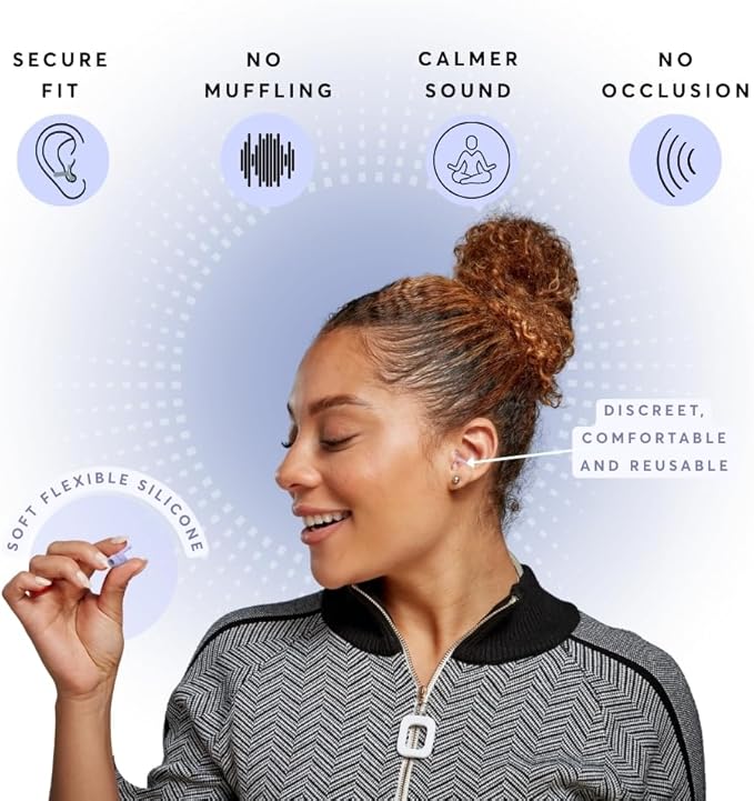 Flare Audio Calmer | Noise Reducing Ear Plugs Alternative | Silicone Reusable Ear Plugs for Noise Sensitivity, Focus and Travel | Ear Plugs for Noise Reduction (Standard, Dark)
