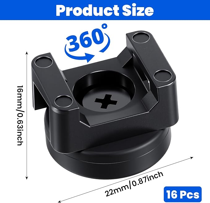 16 Pcs Magnetic Cable Zip Tie Mounts, Magnetic Wire Holder Base, Multipurpose Cable Management Clips, Wire Clamps for Electrical Supplies