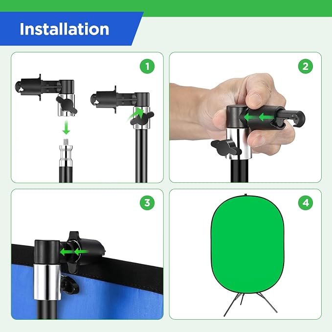 Green Screen Chromakey Backdrop with Stand,Portable 59 * 39inch Blue&Green Screen 2 in 1 Pop Up Collapsible Backdrop for Photo and Video Shooting,Gaming(Green & Blue)