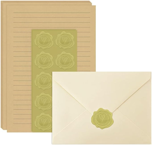 Stationery Set,Premium Velvet-Touch envelopes 4x6 Envelopes 14 PCS with 28 PCS Stationery Paper,Unique Design Colors for Love Letter, Party Invitations (Ivory White)