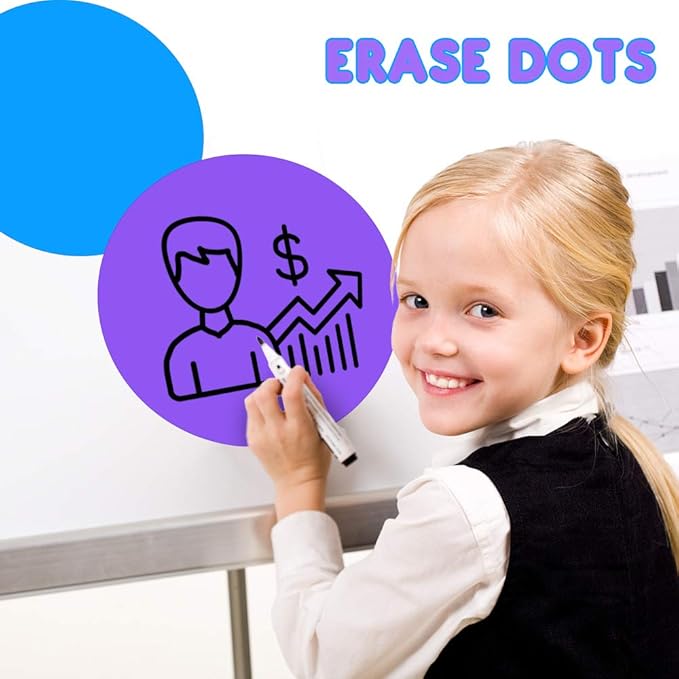 Dry Erase Dots Circles Colorful Circles Whiteboard Marker Removable Vinyl Dot Stickers for School Classroom Teachers Students Table & Desk, 10 Colors 11.02 Inches (20 Pack)