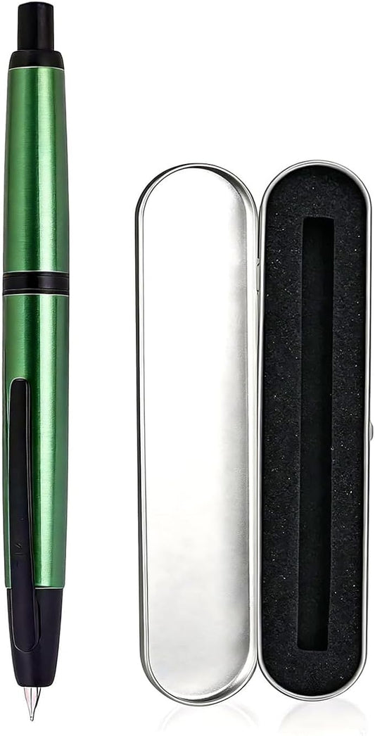 Jinhao 10 Retractable Fountain Pen, Seapine Green EF Writing Pen with Converter and Pen Box