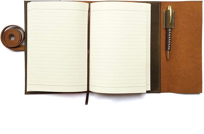 Sovereign-Gear Lined Paper Refill Notebooks Refillable Leather Journal – Eco Friendly Acid-Free & Tree-Free Recycled Sheets A5 Ruled Notepad 8.25 x 5.75” with 240 Soft Pages and Bookmark