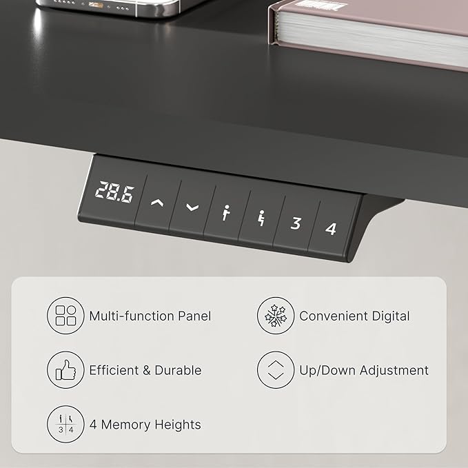 FLEXISPOT EN2 Standing Desk Frame with Clamp Power Strip and Cable Management Tray, Electric Sit Stand Desk Base with Memory Controller for Home and Office (Gray Frame Only)