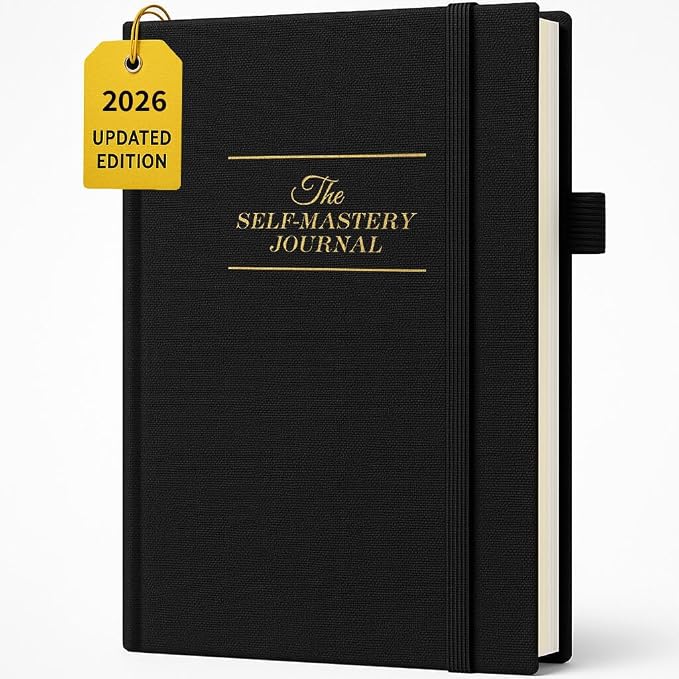 Self-Mastery Journal for Men 2026- Gratitude Journal for Daily Reflection, Mindfulness, and Self-Care - Guided Manifestation Journals - Inspirational Goal Journals with Pen Holder (Black)