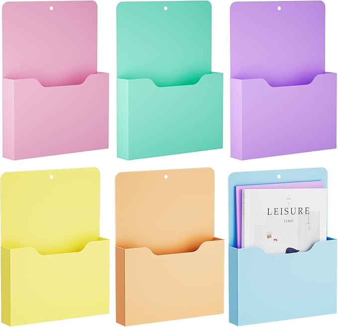 Magnetic File Holder - Magnetic Paper Holder, Pocket Organizer Office Supplies Storage Mail Organizer for Notebooks,Planners,Letter (6P)