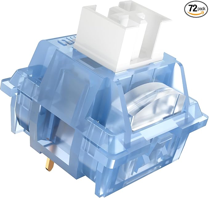 Outemu V3 Ice Blue Switches,Clickers for 3D Prints,3-pin 40gf Pre-lubed Dustproof Clicky Switch,Suitable for MX Mechanical Gaming Keyboards(72Pcs)