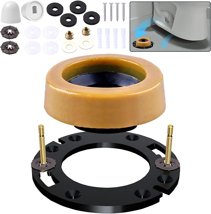 boeemi Toilet Flange Repair Kit with Extra Thick Wax Ring for Toilets Install or Leaking Toilet Wax Ring Replacement Kit Include Mounting Hardware Fits 3-inch or 4-inch Waste Lines