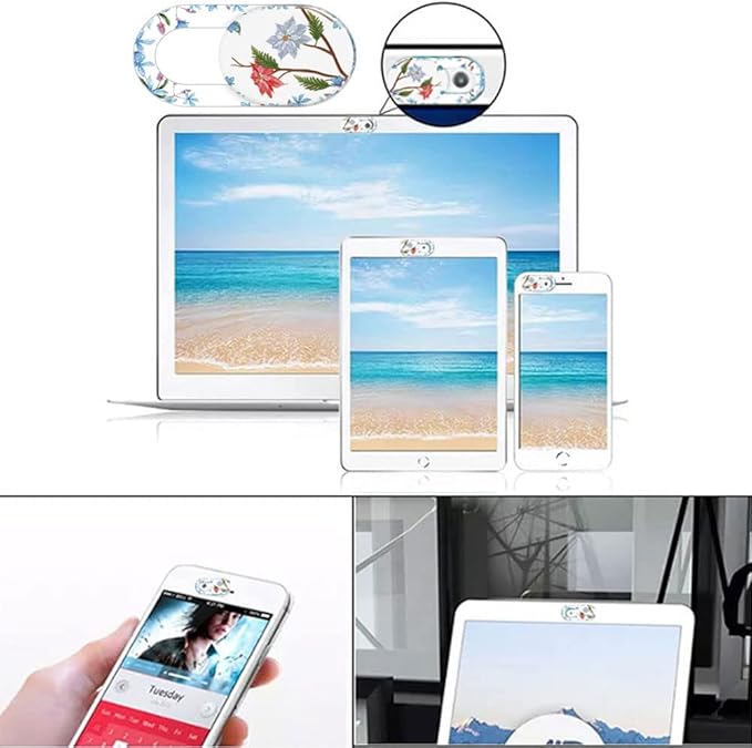 Laptop Camera Cover Slide Cute Flower 8 Pack, Webcam Cover Slide Phone Camera Cover, FadyRaye Ultra-Thin Computer Camera Cover Slide Blocker Fits Cellphone, Laptop, Desktop PC, Tablet