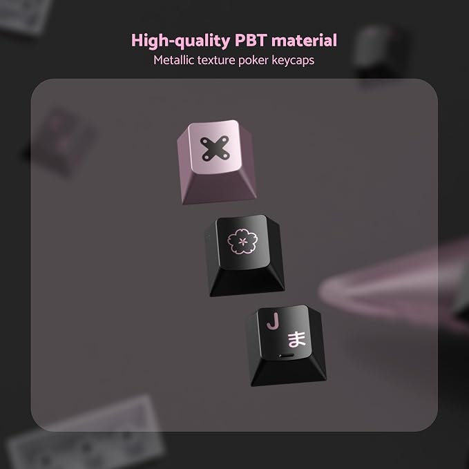 dagaladoo Keyboard keycaps Set, Double Shot PBT keycaps,dye-sub Cherry Profile Custom Key caps 60 65 75 Percent for Cherry-mx 61/66/75/80/87 Retro Mechanical Keyboard,Black/Pink Metal Coating