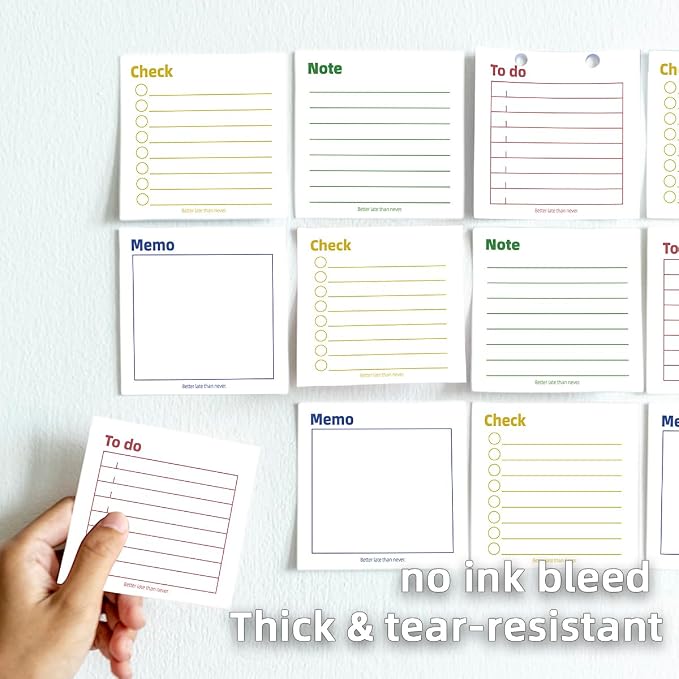 4 Pack/200 Sheets 3x3 inch Sticky Notes Set, High-Adhesive Productivity Planner Pads for Time Management, Vintage Daily Task Notes for Journal Office School Home, Bulk Retro Stationery Gift