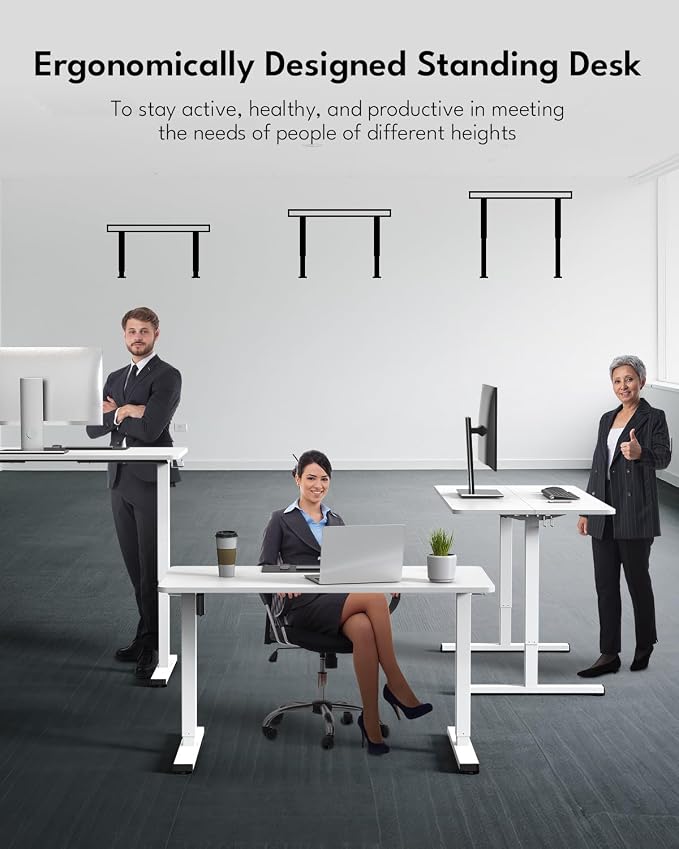 Electric Standing Desk, Gaming Desk, 40 x 24 Inch, White | Height Adjustable Computer Desk with Smart Controller, Sit and Stand Up Table for Home, Office, Work, Study, Writing