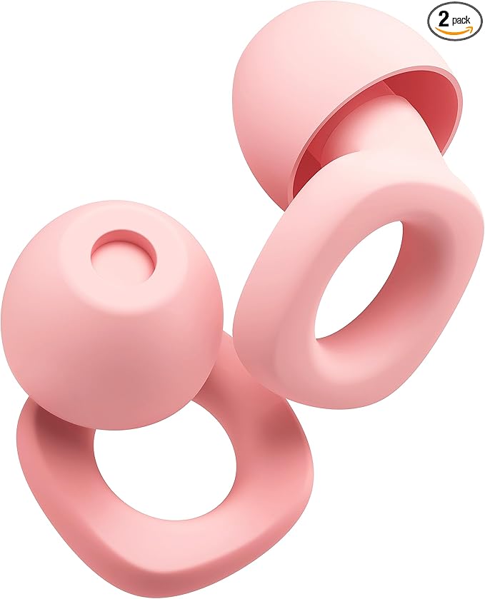 Audree Soft Ear Plugs for Noise Reduction, Reusable Flexible Earplugs for Sleep, Travelling, Focus, Study & Noise Sensitivity, 28dB Noise Cancelling, 8 Silicone Ear Tips in XS/S/M/L, Pink