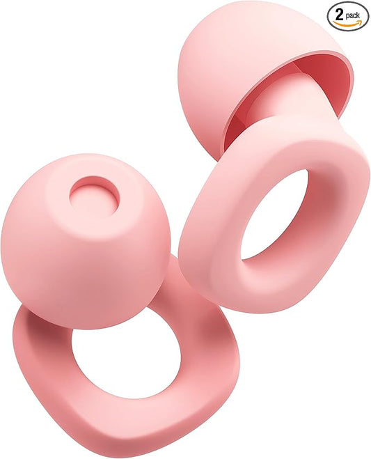 Audree Soft Ear Plugs for Noise Reduction, Reusable Flexible Earplugs for Sleep, Travelling, Focus, Study & Noise Sensitivity, 28dB Noise Cancelling, 8 Silicone Ear Tips in XS/S/M/L, Pink