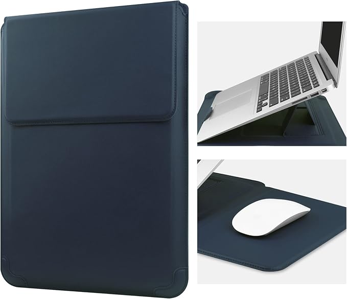 HoYiXi 15 16 Inch Laptop Sleeve Case Leather Bag for MacBook Pro 16 2021 & 2019/ASUS Vivobook 15/Huawei MateBook D15/HP 15.6" PC/MacBook Pro 15/Surface Laptop 3/Dell Inspiron 15/IdeaPad, Navy