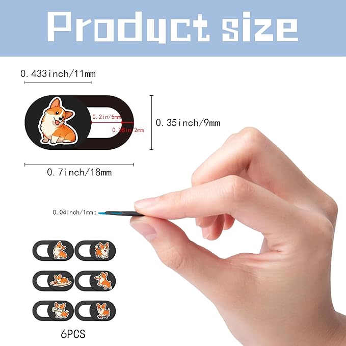 6Pcs 6 Styles Cute Camera Cover Slide Corgi Camera Cover Dogs Design Privacy Guard Webcam Protector for Laptop Desktop Computer Tablet Phone Notebook Mini PC Accessories Home Office Use
