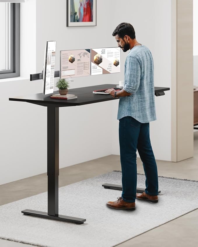 SANODESK Dual Motor Electric Standing Desk 71 x 32 Inches, Height Adjustable Sit Stand Desk with Large Splice Board for Home Office, Computer Workstation, Study & Gaming, Black Frame/Black Top