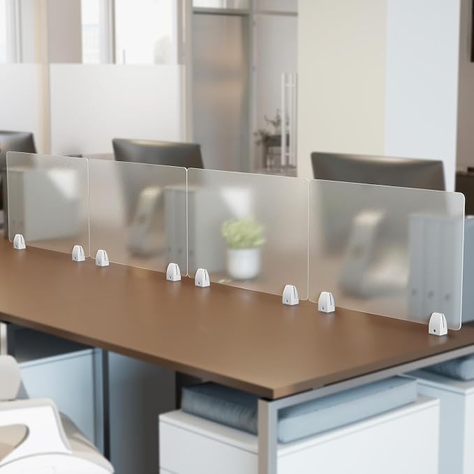 tonchean 4-Piece Desk Dividers Office Privacy Partitions, Privacy Desk Panel Protective,Table Divider with Clamps for Offices, Schools,Call Centers Workstation- 23.6“L x 15.8”W