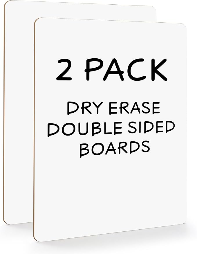 SCRIBBLEDO Small Dry Erase Boards 2 Pack 9x12 Double Sided Whiteboard | Double Sided White Boards, Wipes Clean No Ghosting, Sturdy Engineered Wood, For Kids, Students, Home, Office and Kitchen