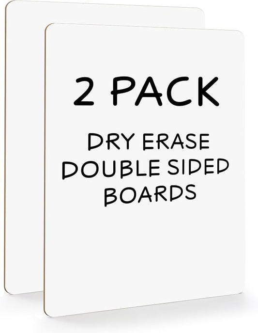 SCRIBBLEDO Small Dry Erase Boards 2 Pack 9x12 Double Sided Whiteboard | Double Sided White Boards, Wipes Clean No Ghosting, Sturdy Engineered Wood, For Kids, Students, Home, Office and Kitchen