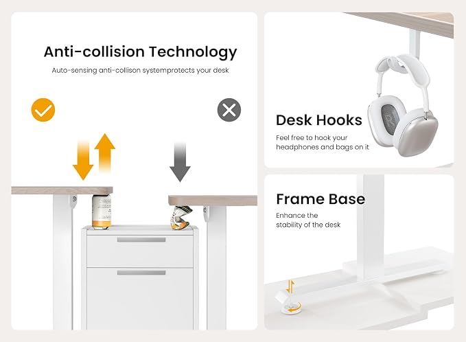 CubiCubi 55 x 24 Standing Desk, Height Adjustable Electric Computer Desk, Sit Stand up Home Office Workstations, Maple