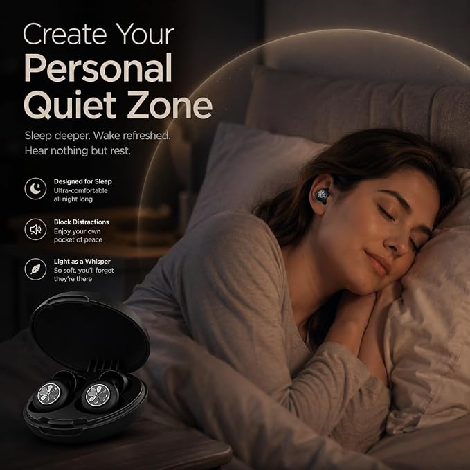 45dB Ear Plugs for Sleeping, Soft Silicone for Side Sleepers, 4 Sizes | Reusable soft silicone with XS/S/M/L sizes for side sleepers, concerts, flights and hotels; carrying case included.