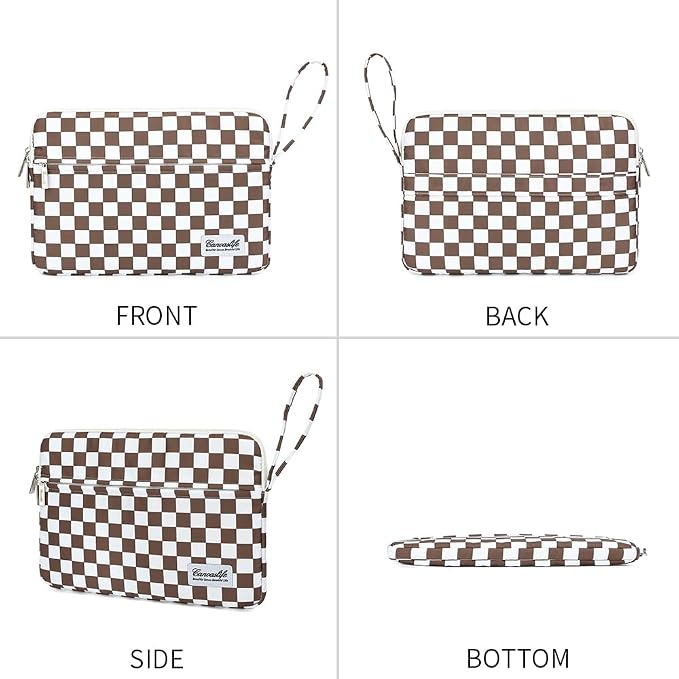 Canvaslife Laptop Sleeve Case Cover with Pocket for MacBook Pro 14 inch and 14 inch-14.4 inch HP, Lenovo, Dell, ASUS, Acer Notebook Computer (Brown Checker)