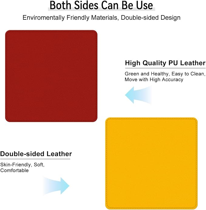 Dual Sided Leather Desk Mat - Waterproof Desk Pad - Ideal for Large Mouse Pad and Desk Mats on Top of Desks (red, 11"*8")