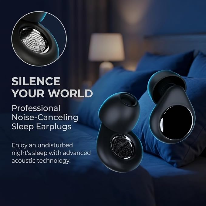 Silicone Ear Plugs, 45dB Noise Cancelling, Reusable Black Earplugs for Sleeping | 6 Replacement Tips Included, Noise Reduction for Snoring, Concerts, Airplane & Side Sleepers, Obsidian Black