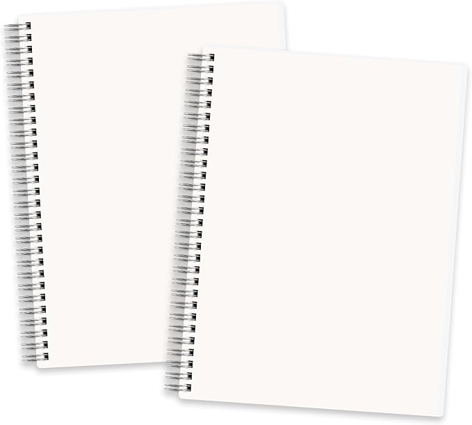 RETTACY Blank Journal Notebook, 2-Pack, 160 Pages per Pack, B5 Medium Size (7.6'' × 10''), 100 GSM Thick Paper, Spiral-bound, Flexible Plastic Cover, for Sketching, Drawing, Painting