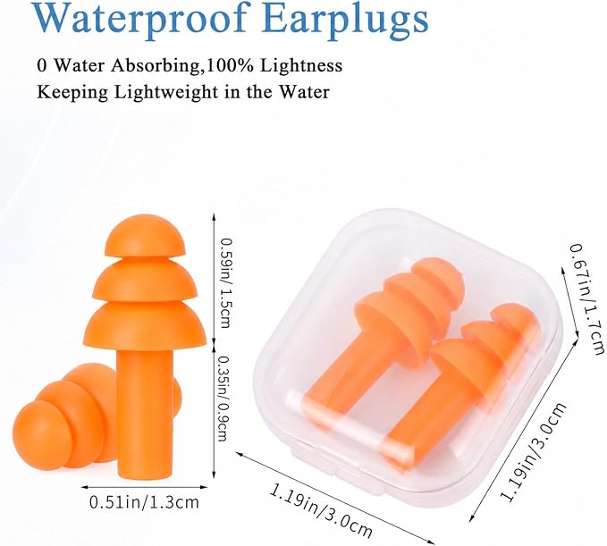 24 Pair Orange Ear Plugs Bulk NRR 29dB Reusable Silicone with Plastic Cases - Soft Foam for Sleeping, Noise Cancelling, Concerts, Shooting, Swimming, Noise Reduction