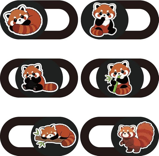 6Pcs 6 Styles Red Panda Camera Cover Slide Cute Privacy Guard Accessories, Phone Front Camera Blocker 0.04 Inch Ultra Thin for Laptop Desktop Computer Tablet Notebook Mini PC Office Use