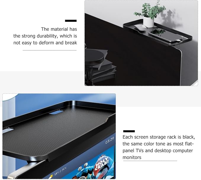 Vaguelly Screen Top Storage Shelf Non- Desk Monitor Stand Space-saving Office Shelf Organizer for Media Devices Installation Design