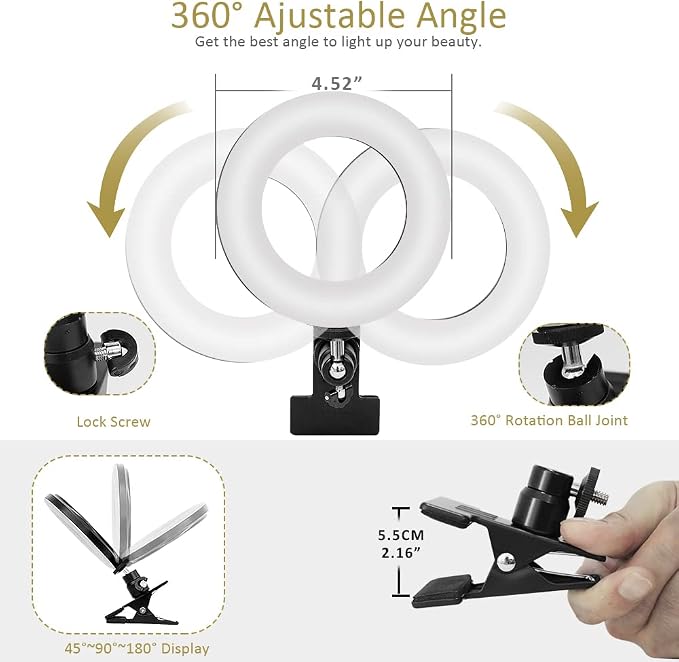 Video Conference Lighting Ring Light for Monitor Computer | Webcam Lighting, Zoom Call Lighting, Laptop Light& Distance Learning, Video Calls & Live Streaming