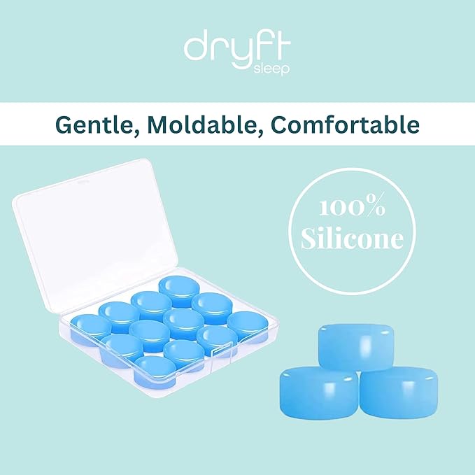 Silicone Wax Earplugs (12 Pair) | Moldable Earplugs for Sleeping, Concerts & Raves, Work, Focusing, Travel, and Swimming | Noise Reduction and Hearing Protection with 22dB Sound Blocking