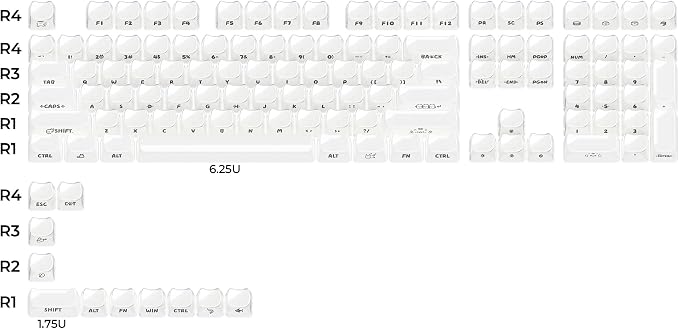 XVX Jelly Keycaps, MAO Profile Creamy White Double Shot Side-Printed Translucent 119 Keys Keycap Set, PC+ABS Keycaps for MX Switches, Fit 61/68/84/87/104/108 ANSI Mechanical Keyboards-Creamy White