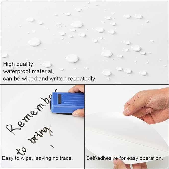 Dry Erase Circle Dots, 12 Pack Whiteboard Table Stickers Removable Wall Decals Spots for Home School Classroom Desks Teachers, White