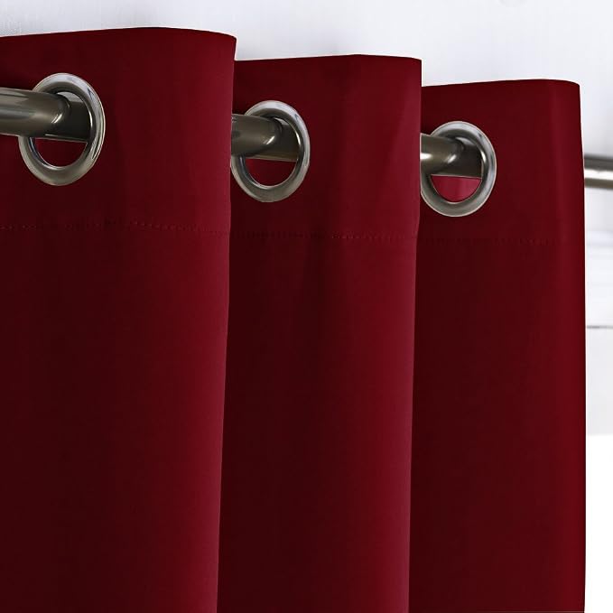 NICETOWN Burgundy Blackout Window Curtain for Kitchen Noise Reducing Solid Grommet Window Treatment Drapery/Drape for Thanksgiving & Christmas Decor (1 Panel, 42 by 63 inches, Burgundy Red)