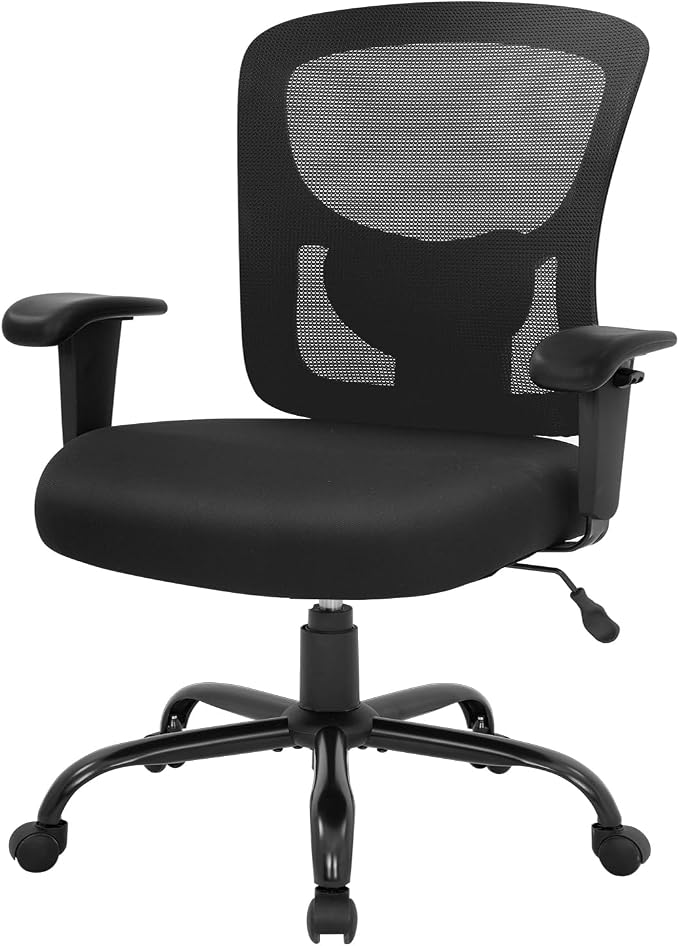 PayLessHere Big and Tall 500lbs Mesh Office Chair Ergonomic Executive Task Desk Chair Rolling Swivel Computer Chair with Lumbar Support for Women, Men (Black)