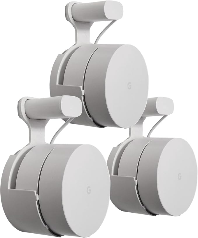 Google WiFi [Old Rectangular Plug – NOT Current Round Plug] Outlet Holder Mount Stand: No Messy Screws! (3-Pack)
