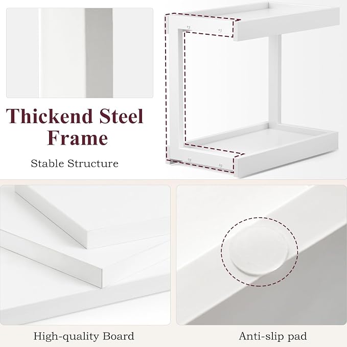 MARTY Counter Shelf Organizer, Large Spice Rack for Countertop, White | 2 Tier Serving Tray, 15.75"x8.9"x14.4" Large Display Stand, Coffee Bar/Station Organizer for Mugs Cups, for Kitchen Pantry