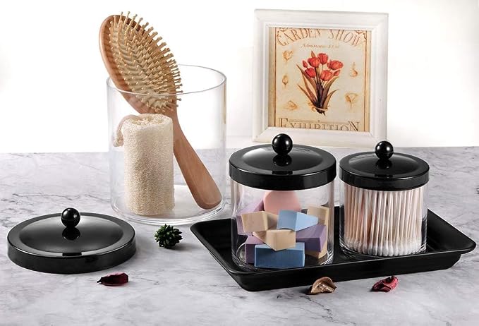 SheeChung Metal Vanity Tray, Bathroom Counter Storage Tray, Black 1 Pack | Sturdy Decorative Tray Holder, Farmhouse Vintage Decor Accessories for Perfume, Cosmetics, Jewelry, Makeup, Guest Hand Towel