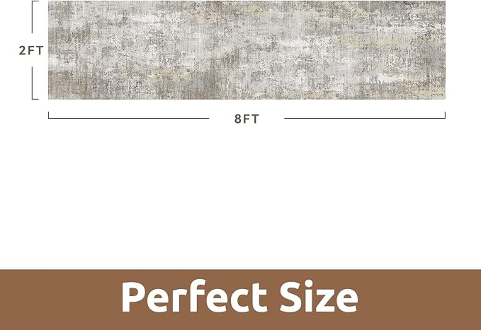AMOAMI 2 x 8 Hallway Runner Rug Non Slip Super Soft Long Runner Rugs Machine Washable Low Pile Modern Abstract Runners for Hallways for Bedroom Laundry Room Kitchen, Beige