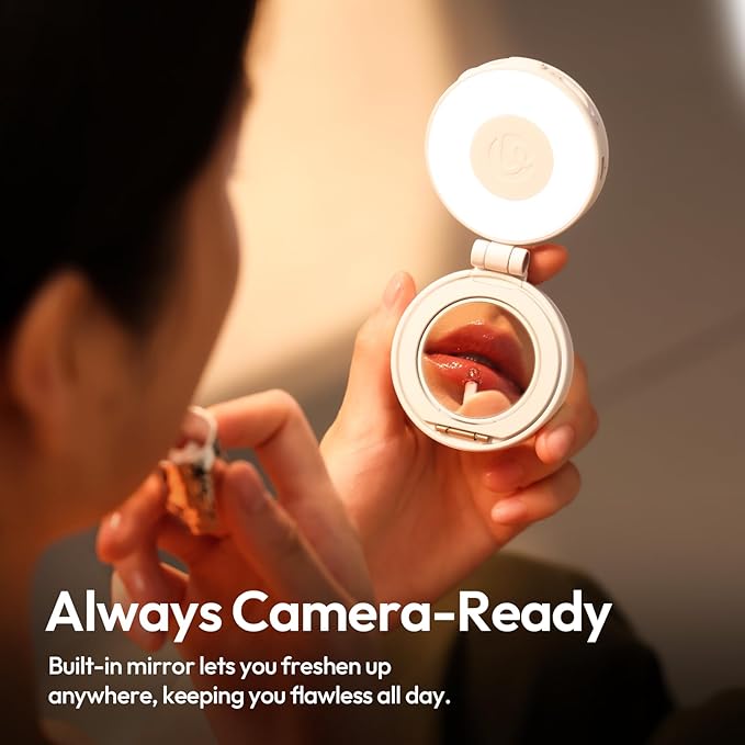 ULANZI LM23 Magnetic Selfie Light, Upgraded 360° Phone Selfie Ring Light for iPhone Magsafe, LED Phone Beauty Fill Lights with Mirror for Selfies/Video Calls/Conference/Vlogging/Photography - Black