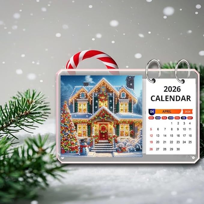 2026 Standing Desk Calendar DIY Diamond Art Painting Monthly Flip Desktop Calendar Mosaic Kits Acrylic Tabletop Calendars Diamond Art Craft Supplies Planner for Office Home Decor-Villa