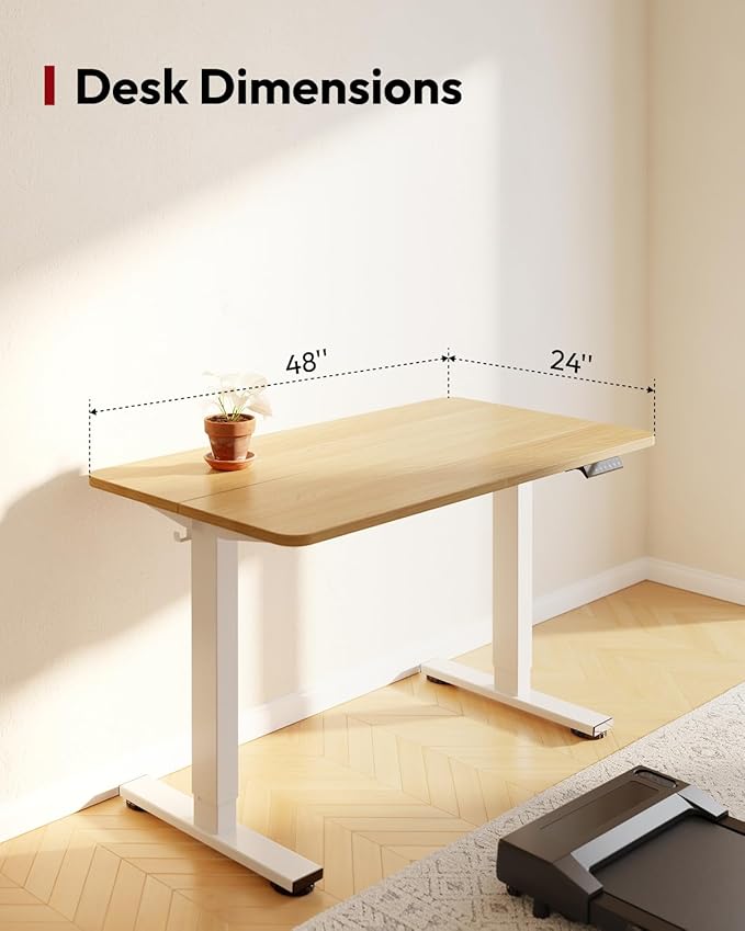 SANODESK Height Adjustable Electric Standing Desk 40x24 Inches, Sit Stand Desk with Splice Board for Home Office, Ergonomic Computer Workstation, Study & Gaming, White Frame/Maple Top