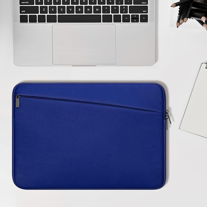 14 15 Inch Laptop Sleeve Durable Protective Case Slim Padded Laptop Case with Front Pocket Compatible with 14 15 Inch MacBook Air MacBook Pro HP, Dell, Lenovo, Blue