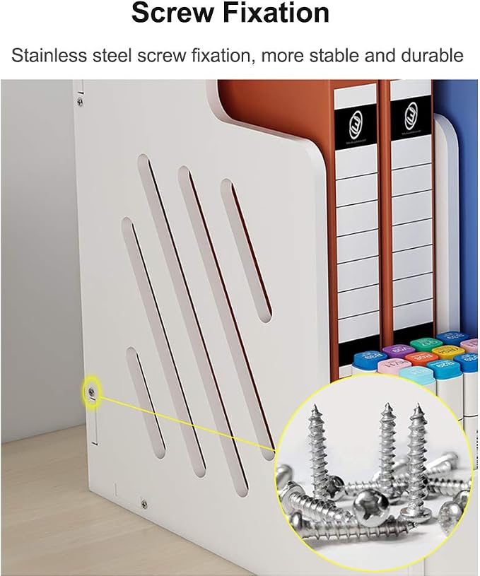 White Desktop Organizer, Multipurpose Desk Document File Tray Organizer Storage Display Shelf Rack for Home Office School(PB07-3)