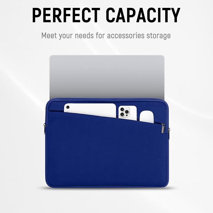 14 15 Inch Laptop Sleeve Durable Protective Case Slim Padded Laptop Case with Front Pocket Compatible with 14 15 Inch MacBook Air MacBook Pro HP, Dell, Lenovo, Blue