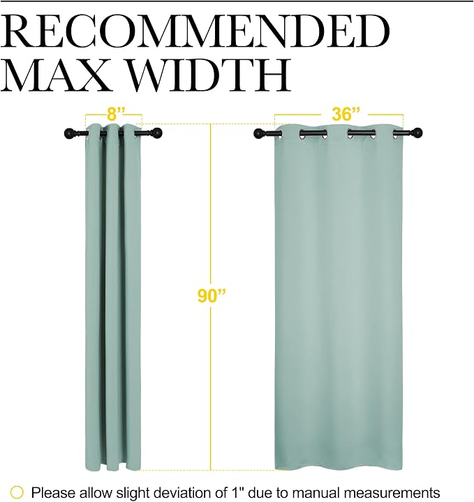 NICETOWN Patio Glass Door Panels - Blackout Curtains for Bedroom/Living Room, Privacy Panel Drapes for Dining and Guest Room (Aqua, 42 inches Wide x 90 inches Long, 1 Pair)